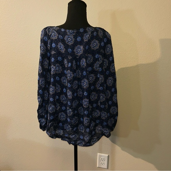 Floral Blue Women's Top Maeve Anthropologie Size 8 - Picture 9 of 12